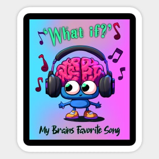 Mental Health Brain Full of Anxiety Cute Brain playing Music Sticker